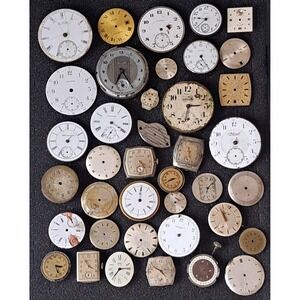 Antique Vintage Mechanical Watch Faces Lot Parts Repair